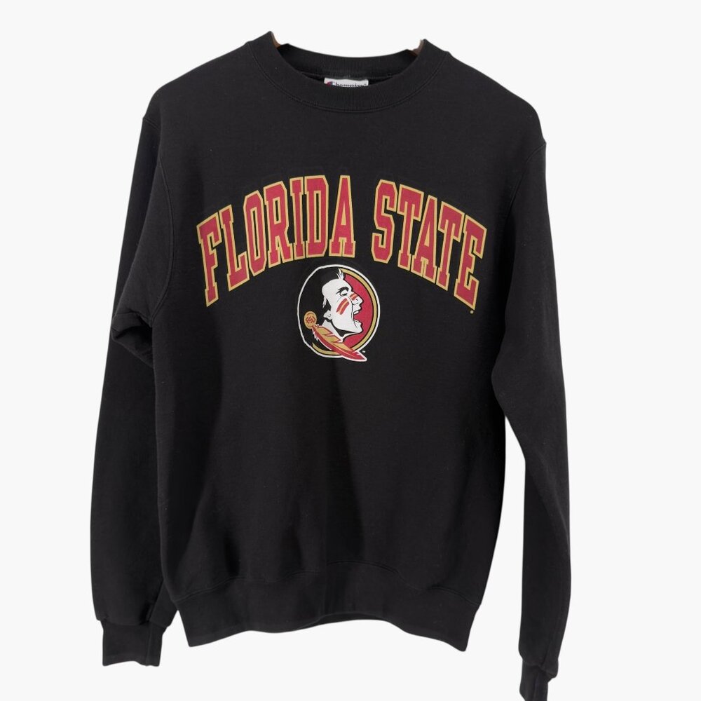 Champion FSU Seminoles Black Crew Neck Sweater‎ Size Small